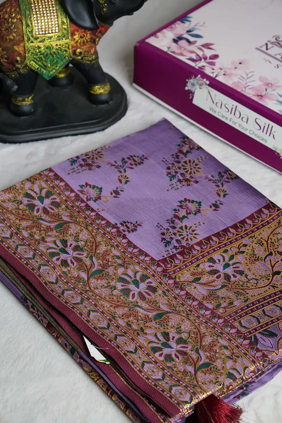 Lavender Kani Party Silk Katan Saree